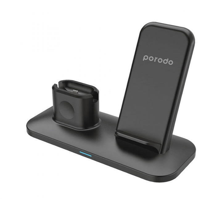 Porodo 4 in 1 Charging Station 7.5W/10W for iPhone - Apple Watch - Airpods - Black