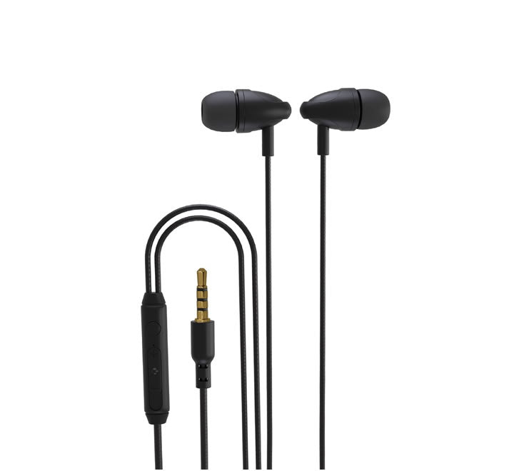 Porodo Blue Stereo Earphones with Aux Connector 3.5mm - Black