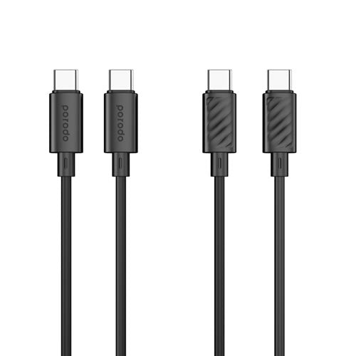 Porodo Blue 60W PD Type C to C PVC Cable 1.2M - Black