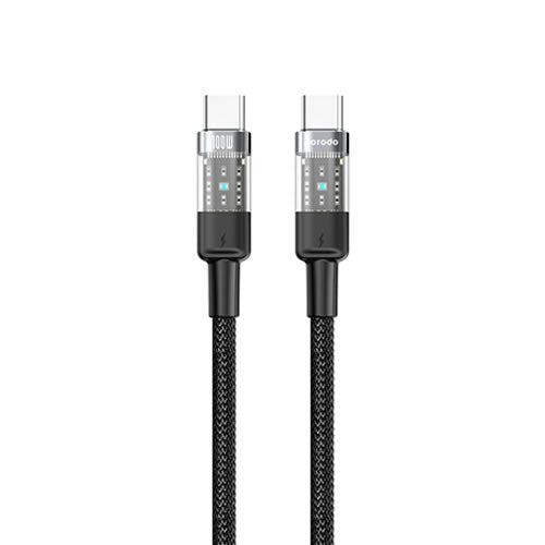 Porodo Braided 100W PD C to C Fast Charging Cable with Transparent Head 1.2M
