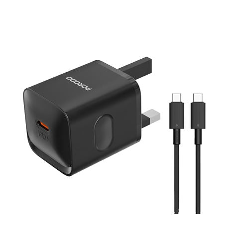 Porodo USB-C Power Delivery Wall Charger with Type-C Cable - Black