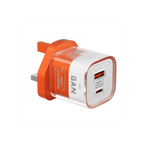 Porodo Crystal Shell GaN Wall Charger - Orange