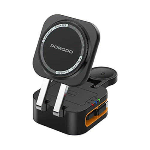 Porodo Pocket-Sized Folding Wireless Charger - Black