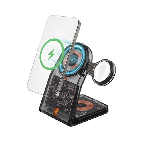 Porodo 15W All-in-One Transparent Glass Lenses Multifunctional Magnetic Wireless Charger