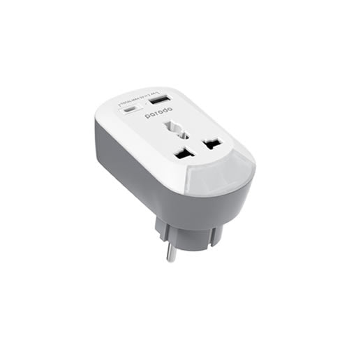 Porodo 3in1 Multi-type Socket with AC USB-A Type C EU - White