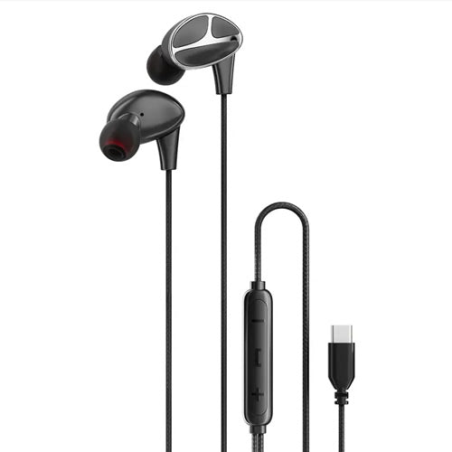 Porodo Soundtec Stereo Bass Type-C 3 Button Wired Earphones