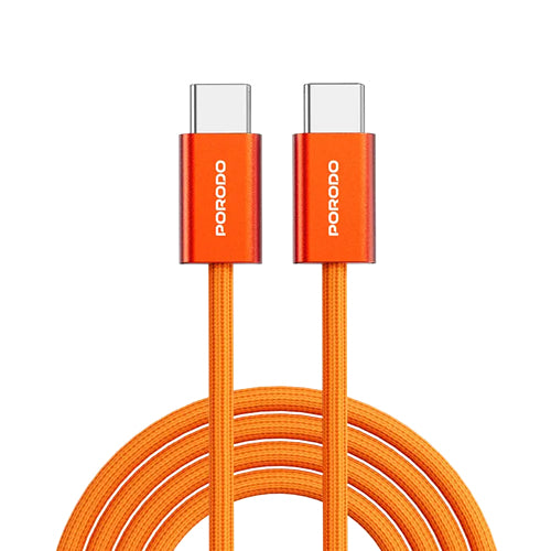Porodo 60w Cable Braided C to C Metal Housing + Cotton Braided Round- Orange