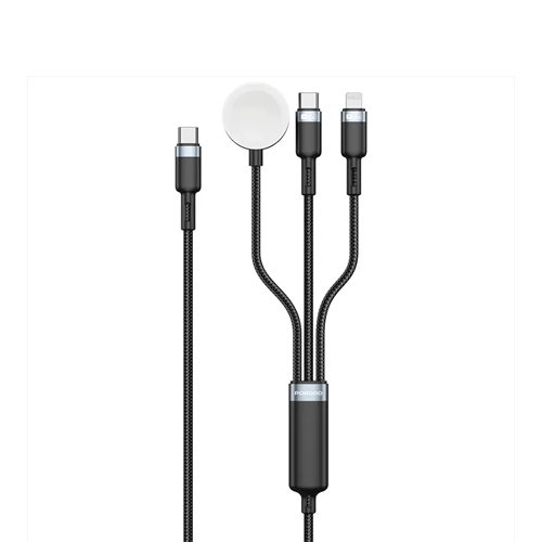 Porodo TrioLink 3-In-1 Charging Cable Type-C, Lightning and iWatch - Black