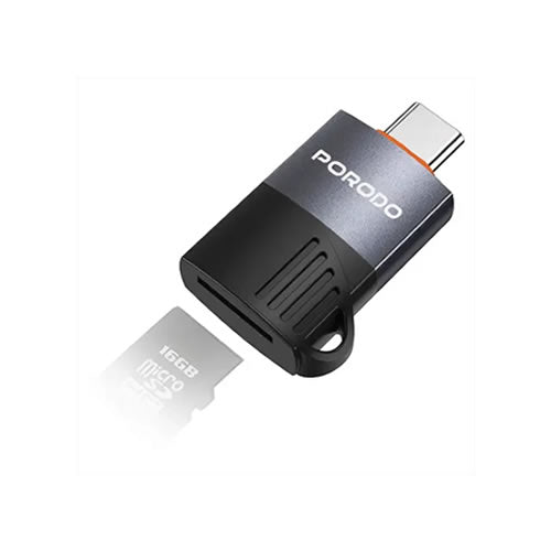 Porodo USB-C OTG TF Card Reader - Black