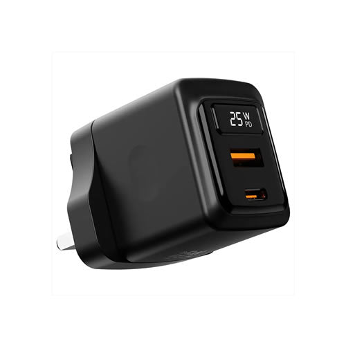 Porodo GaN 25W Dual-Port Wall Charger - Black