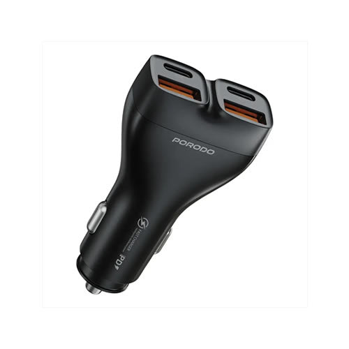 Porodo Dualpower 102W Car Charger with C to C Cable - Black
