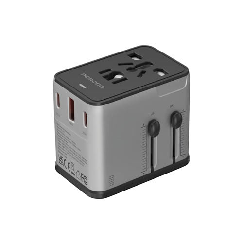Porodo Mega Volt Universal Travel Adapter - Silver/Black