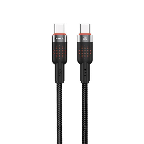 Porodo Alum. Alloy Braided Cable Type-C to C 60W 1.2m - White