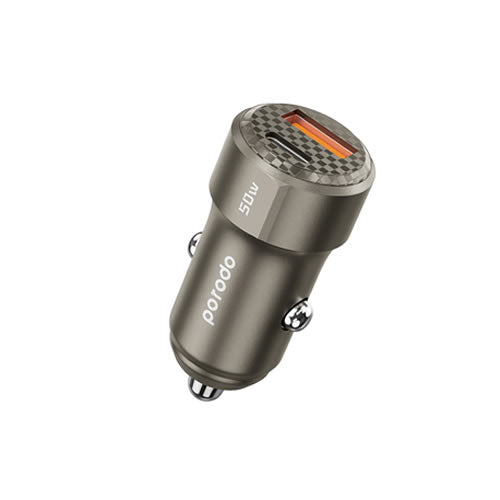 Porodo 50W Dual Port Car Charger PD 20W QC 30W - Black