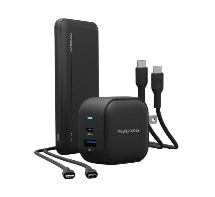 Powerology 5in1 Power Combo (PB + 38W WC + C to C + C to L) - Black