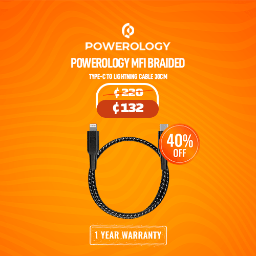Powerology MFI Braided Type-C to Lightning Cable 30CM