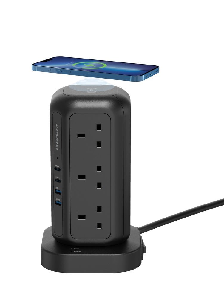 Powerology 12 Socket Multi-Port Tower Hub Extension