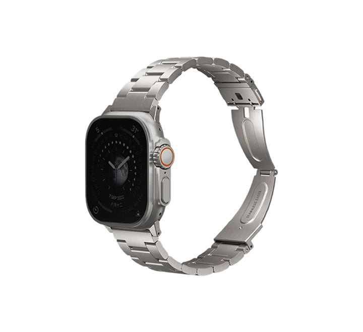 Uniq Osta Steel Strap With Steel Self Adjustable Links for Apple Watch 49/46/45/44mm - Titanium Silver