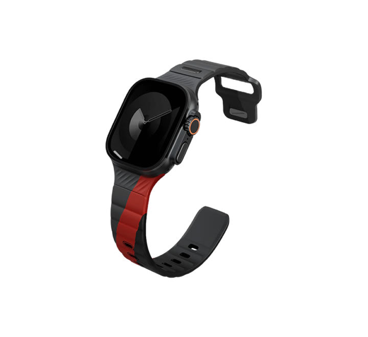 Uniq Stride De Rubber Strap for Apple Watch 49/46/45/44MM - Charcoal / Rosso Red
