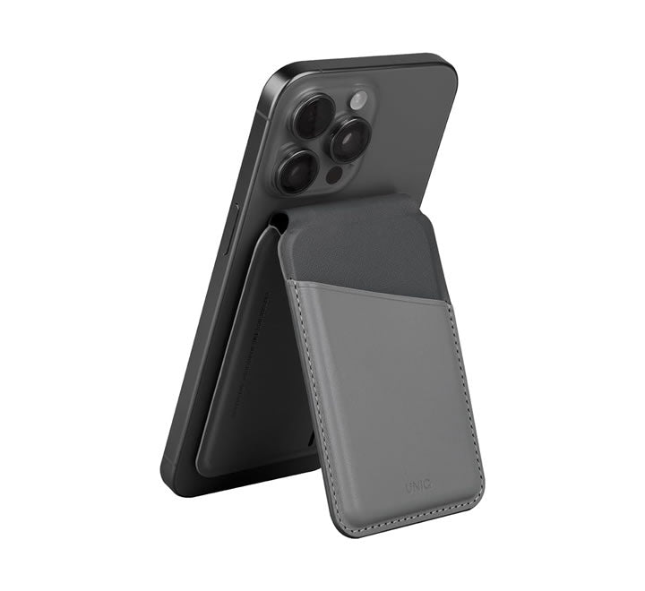 Uniq Lyden DS RFID-Blocking Magnetic Card Holder With Stand - Charcoal Rhino Grey/Black