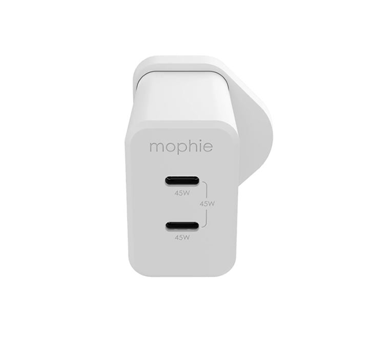 Mophie Wall Adapter-USB-C-PD-DUAL-45W-GAN-White-UK(2xUSBC)
