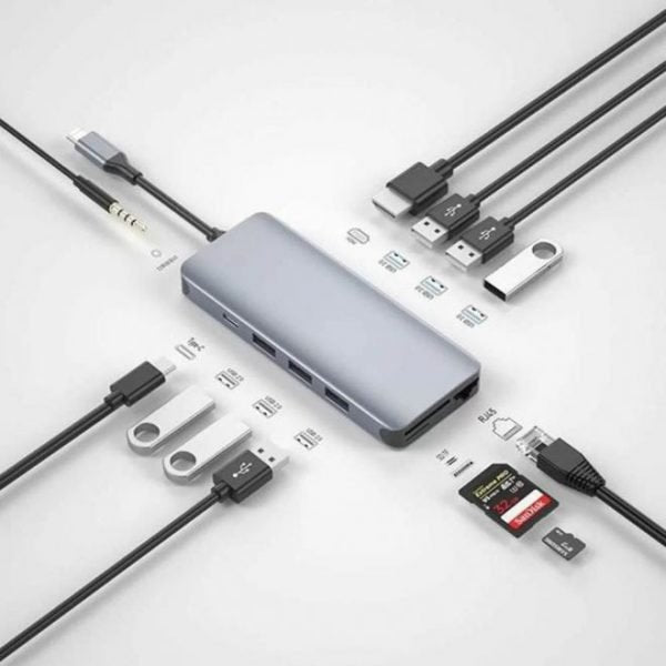 Green 12 in 1 USB-C Hub 4K - Gray