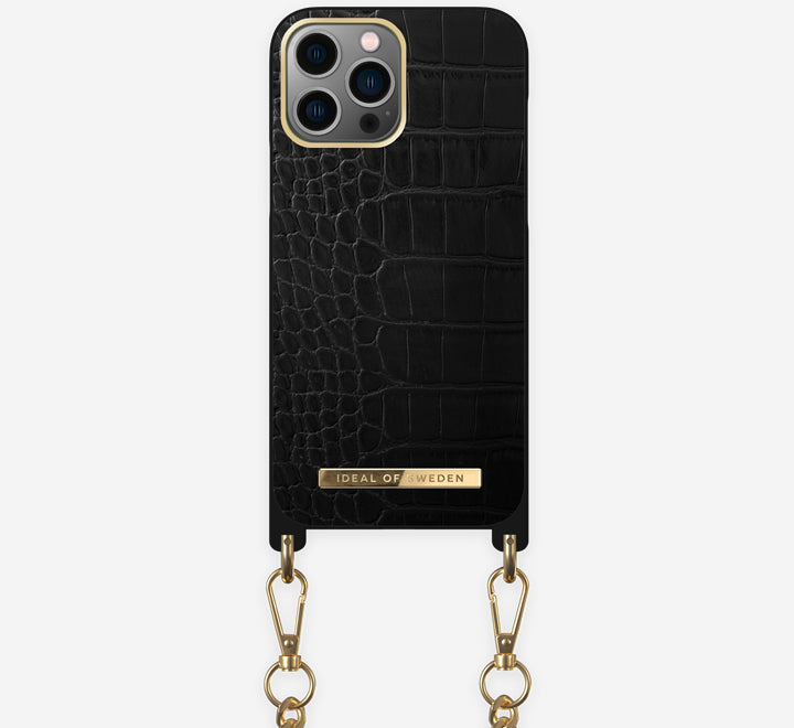 iPhone 13 Pro Atelier Necklace Case Jet Black Croco