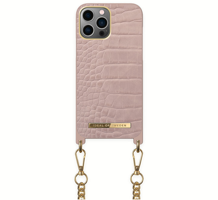 iPhone 13 Pro Atelier Necklace Case Misty Rose Croco